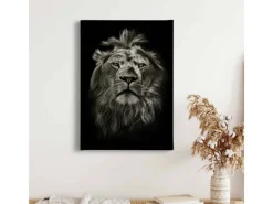 Bricoflor Leinwand Mit Löwe Schwarz Weißes Leinwandbild Mit Löwe Ideal Für Schlafzimmer Und Wohnzimmer Tier Wandbild Im Hochformat