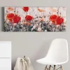 Bricoflor Wanddekoration^Leinwandbild Mit Mohnblumen Rotes Wandbild Mit Blumenwiese Ideal Für Wohnzimmer Und Schlafzimmer Sommer Leinwand Bild Mit Blumen