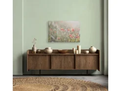 Bricoflor Wanddekoration^Leinwandbild Mit Mohnblumen In Sonne Wandbild Mit Blumenwiese Auf Leinwand Im Landhausstil Für Küche In 90 X 60 Cm