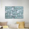 Bricoflor Leinwandbild Mit Kranich Wandbild Mit Vogel Und Kirschblüten In Blau Und Weiß Schlafzimmer Canvas Keilrahmen Bild Im Asiatischen Stil