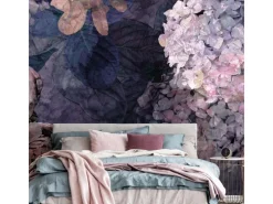 Bricoflor Lila Tapete mit Hortensien und Rosen Vlies Fototapete mit Hortensie und Pfingstrosen Florale Vliestapete in Violett Ideal für Schlafzimmer