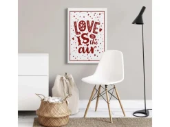 Bricoflor Wanddekoration^Love Is In The Air Bild Schlafzimmer Und Wohnzimmer Bild Mit Spruch Weihnachtsbild Auf Leinwand Mit Herzen Und Punkten