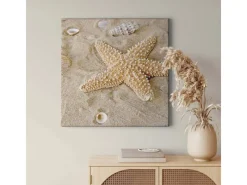 Bricoflor Maritimes Bild Mit Seestern Leinwand Bild Mit Strand Und Muscheln Ideal Für Schlafzimmer Und Badezimmer Meer Wandbild In Beige Und Crème