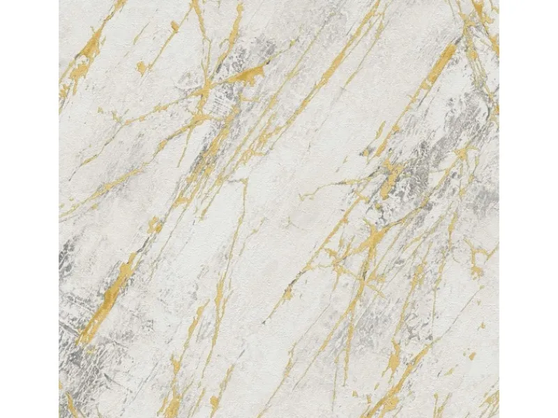 Bricoflor Dekorative Tapeten^Marmor Tapete Weiß Gold Grau für Wohnzimmer und Schlafzimmer Scheuerbeständige Vliestapete in Marmoroptik mit Vinyl