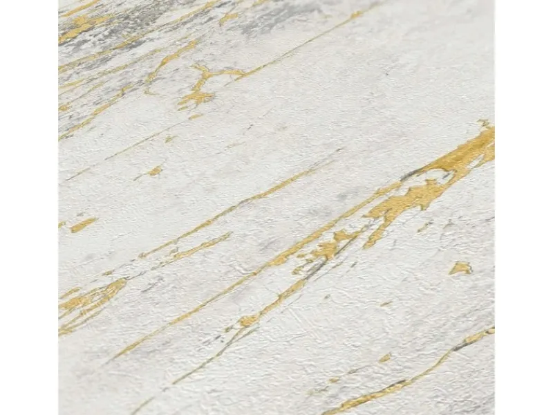 Bricoflor Dekorative Tapeten^Marmor Tapete Weiß Gold Grau für Wohnzimmer und Schlafzimmer Scheuerbeständige Vliestapete in Marmoroptik mit Vinyl