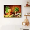 Bricoflor Wanddekoration^Mediterranes Deko Wandbild Für Küche Leinwand Bild In Rot Und Grün Mit Pasta Motiv Nudel Küchenwandbild Im Querformat
