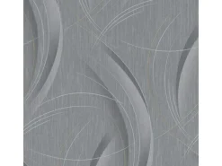 Bricoflor Tapetenmuster^Metallic Tapete mit Goldenen Linien Vlies Mustertapete in Grau Silber für Wohnzimmer und Esszimmer Moderne Vliestapete in Dunkelgrau