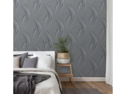 Bricoflor Tapetenmuster^Metallic Tapete mit Goldenen Linien Vlies Mustertapete in Grau Silber für Wohnzimmer und Esszimmer Moderne Vliestapete in Dunkelgrau