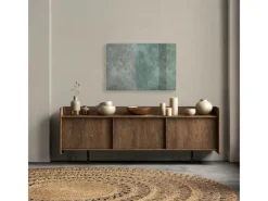 Bricoflor Wanddekoration^Minimalist Wandbild In Betonoptik Deko Bild Mit Streifen Grau Grün Leinwandbild Skandinavisch Für Büro In 90 X 60 Cm