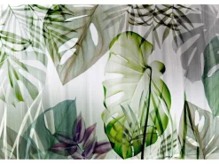 Bricoflor Tapetenmuster^Monstera Tapete Transparent Tropische Blätter Vliestapete in Grün Weiß Grau Vlies Fototapete mit Palmenblättern für Wohn und Schlafzimmer