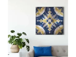 Bricoflor Mosaik Leinwand Bild Orientalisches Wandbild In Dunkelblau Und Gelb Boho Leinwand Bild In Fliesenoptik Ideal Für Küche Und Schlafzimmer