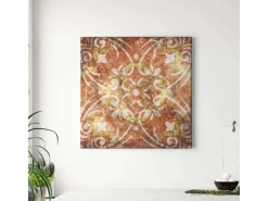 Bricoflor Mosaik^Orientalisches Wandbild In Orange Und Gelb Marokkanisches Leinwandbild Mit Ornament In Mosaik Optik Boho Bild Als Wand Deko Für Wohnzimmer