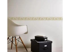 Bricoflor Klebefolien|Bordüren^Ornament Bordüre Selbstklebend Tapetenbordüre in Weiß und Gold für Schlafzimmer und Badezimmer Vlies Tapetenborte im Barock Stil