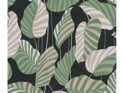 Bricoflor Palmen Tapete Schwarz Weiß Grün Moderne Mustertapete mit Blättern Vliestapete Skandinavisch für Wohnzimmer