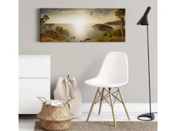 Bricoflor Panorama Bild Mit Insel Motiv Dschungel Leinwand Bild Mit Meer Motiv Ideal Für Wohnzimmer Grünes Wandbild Mit Palmen Und Adler