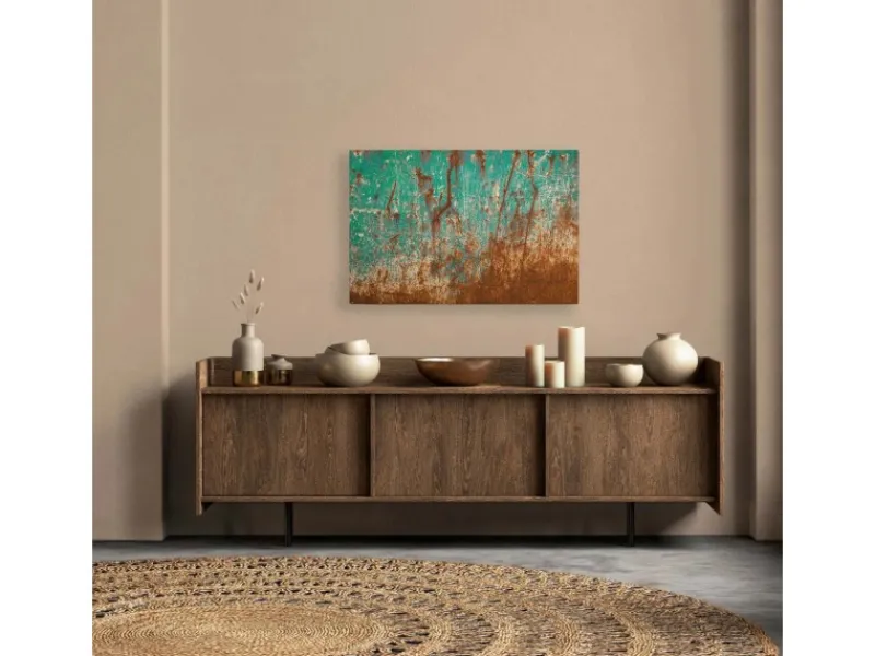 Bricoflor Wanddekoration^Rost Deko Bild Türkis Leinwandbild In 90 X 60 Cm Industrial Style Wandbild In Patina Optik Ideal Für Küche Und Büro