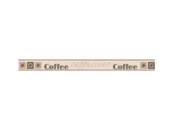 Bricoflor Schmale Tapetenborte für Küche Selbstklebende Tapeten Bordüre mit Kaffee Design in Beige Braun Cafe Wandbordüre mit Schriftzug aus Vinyl