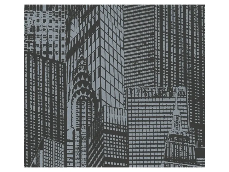 Bricoflor Schwarze Tapete Selbstklebend Modernes Tapeten Panel Ideal für Schlafzimmer und Küche Wolkenkratzer Vliestapete mit Vinyl