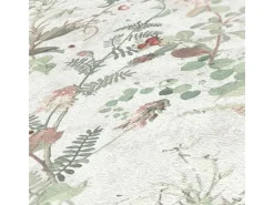 Bricoflor Dekorative Tapeten^Schwedische Tapete mit Blumen in Weiß Grün Rot Vintage Blumentapete Skandinavisch Ideal für Wohnzimmer und Bad