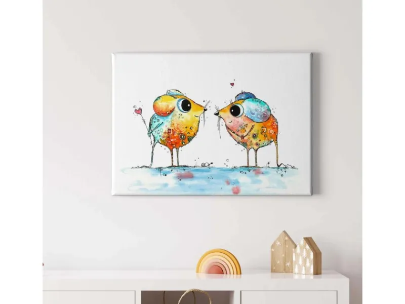 Bricoflor Wanddekoration^Süße Maus Bild Bunt Leinwand Bild Mit Mäusen In Moderner Kunst Stil Für Kinderzimmer Und Küche Buntes Wandbild Mit Tieren In Aquarell Optik