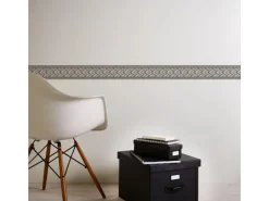 Bricoflor Silber Glitzer Tapeten Bordüre Selbstklebende Tapetenbordüre Ideal für Badezimmer und Küche Ornament Tapetenborte aus Vlies und Vinyl