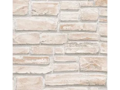 Bricoflor Steintapete in Creme Weiß für Flur und Schlafzimmer Helle Tapete in Steinoptik mit 3D Design Papiertapete als Steinwand