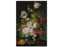 Bricoflor Wanddekoration^Stillleben Blumen Auf Schwarzem Hintergrund Gemälde Leinwandbild Mit Blumenstrauß Im Vintage Stil In 80 X 120 Cm