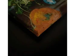 Bricoflor Wanddekoration^Stillleben Blumen Auf Schwarzem Hintergrund Gemälde Leinwandbild Mit Blumenstrauß Im Vintage Stil In 80 X 120 Cm