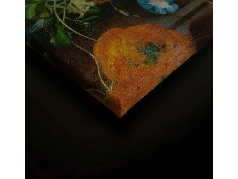 Bricoflor Wanddekoration^Stillleben Blumen Auf Schwarzem Hintergrund Gemälde Leinwandbild Mit Blumenstrauß Im Vintage Stil In 80 X 120 Cm