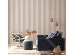 Bricoflor Streifentapete in Beige Tapete mit Blockstreifen Ideal fürs Wohnzimmer