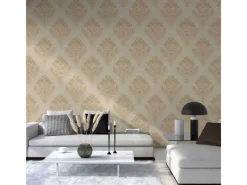 Bricoflor Tapetenmuster^Vlies Barocktapete Creme Gold Edle Barock Tapete in Sandfarben für Schlafzimmer und Wohnzimmer Ornament Vliestapete mit Vinyl Elegant