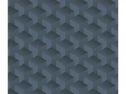 Bricoflor Tapetenmuster^Vliestapete Blau mit Muster 3D Tapete Geometrisch Ideal für Büro und Schlafzimmer Grafische Mustertapete Dunkelblau