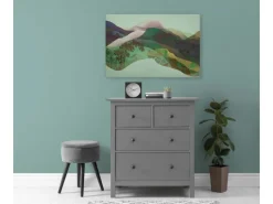 Bricoflor Wanddekoration^Wandbild Grün Abstrakt Leinwandbild Berge In Neonfarben Modernes Bild Für Wohnzimmer Und Schlafzimmer In 90 X 60 Cm