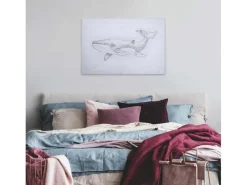 Bricoflor Wandbild Mit Wal Leinwand Bild Mit Blauwal Gezeichnet Industrial Style Leinwandbild In Schwarz Weiß Für Büro Und Schlafzimmer