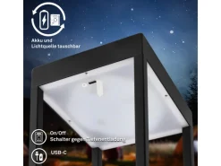 Brilo LED Laterne Luca Touch Dimmbar IP44 Spritzwassergeschützt