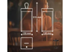 Brilo LED Laterne Luca Touch Dimmbar IP44 Spritzwassergeschützt