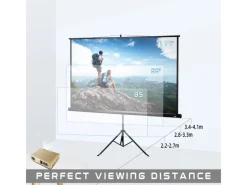 CCLIFE Rollos^Beamer Leinwand mit Stativ Inklusiv Montagematerial 99 Zoll Projektionsleinwand Rolloleinwand Heimkino Mobile