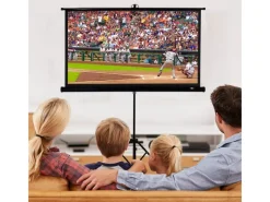 CCLIFE Rollos^Beamer Leinwand mit Stativ Inklusiv Montagematerial 99 Zoll Projektionsleinwand Rolloleinwand Heimkino Mobile