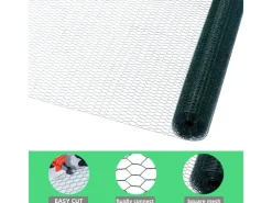 CCLIFE Hühnerzaun Geflügelnetz 45mm Maschenweite 100cm Höhe 15m Länge PVC-Beschichtet