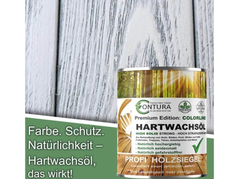 CONTURA Hartwachsöl Colorline FARBIG Fußbodenöl Parkettöl Möbelöl Holzöl 750ml 10 Frost White