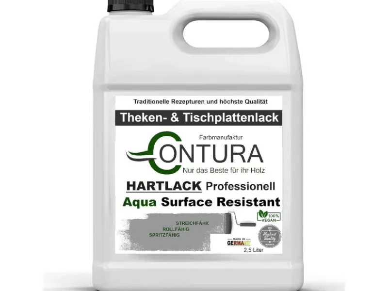 CONTURA Klarlacke^Tischplattenlack Hartlack Treppenlack Lack & Universallack Grundierung Glänzend 2,5 Liter