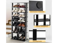 Costway 8 Stufiges Schuhregal Höhenverstellbar Holz Doppel