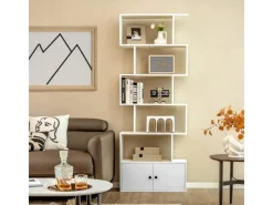 Costway Bücherregal mit Türen Standregal 183 x 70 x 23 cm