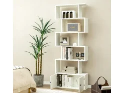 Costway Bücherregal mit Türen Standregal 183 x 70 x 23 cm