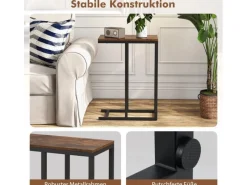 Costway Beistelltisch C-Form Sofatisch mit Metallgestell