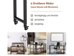 Costway Beistelltisch Holz Couchtisch L-Form 101 x 82,5 x72,5 cm Braun