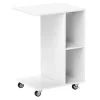 Sofas^Costway Beistelltisch mit Rollen Sofatisch C-Form Nachttisch Weiß