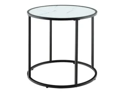 Costway Beistelltisch Runder Sofatisch mit Glasplatte 50 x 50 x 50 cm