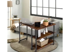 Tische^Costway L-förmiger Beistelltisch mit Rollen 360° Drehbar PC-Tisch