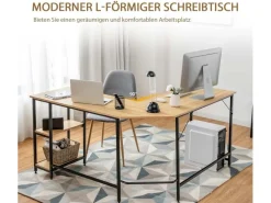 Costway L-förmiger Schreibtisch Homeoffice Schreibtisch